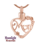 Mom Heart Urn Cremation Necklace