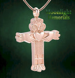 Cross Irish Claddagh Hand Heart Urn Cremation Pendant Ash Holder Memorial Necklace