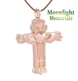 Cross Irish Claddagh Hand Heart Urn Cremation Pendant Ash Holder Memorial Necklace