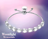 Teardrop Crystal Heart Stainless Steel Cylinder Urn Cremation Bracelet