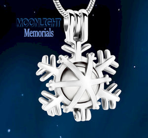 Snowflake Locket Cremation Urn Keepsake Ashes Necklace