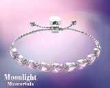 Teardrop Crystal Heart Stainless Steel Cylinder Urn Cremation Bracelet