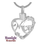 Mom Heart Urn Cremation Necklace