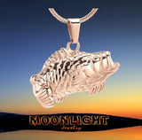 Bass Fish Urn Cremation Necklace