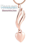 Angel Wings Heart Urn Cremation Necklace