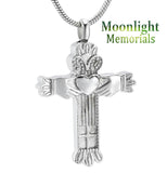 Cross Irish Claddagh Hand Heart Urn Cremation Pendant Ash Holder Memorial Necklace