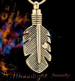 Feather Heart Urn Cremation Necklace