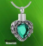 Birthstones Crystal Locket Cremation Urn Ashes Holder Memorial Necklace