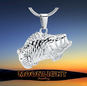 Bass Fish Urn Cremation Necklace