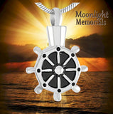 Mast Boat Wheel Cutout Urn Cremation Pendant AshES Holder Memorial Necklace