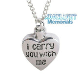 New I Carry You With With Me Heart Cremation Urn Keepsake Ash Memorial Necklace