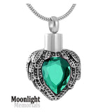 Birthstones Crystal Locket Cremation Urn Ashes Holder Memorial Necklace