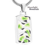 Enameled Dog Tag Shape Urn Cremation Pendant Necklace