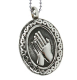 Praying Hands Oval Cremation Urn Keepsake Ashes Memorial Necklace