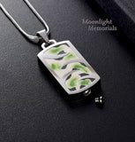 Enameled Dog Tag Shape Urn Cremation Pendant Necklace