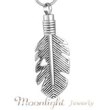 Feather Heart Urn Cremation Necklace