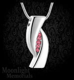 Elegant Crystal Stainless Steel Urn Cremation Necklace