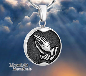 Praying Hands Urn Cremation Pendant Ash Holder Memorial Necklace