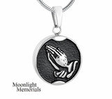 Praying Hands Urn Cremation Pendant Ash Holder Memorial Necklace