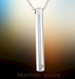 Cylinder Crystal Silver Cremation Urn Keepsake Ashes Memorial Necklace