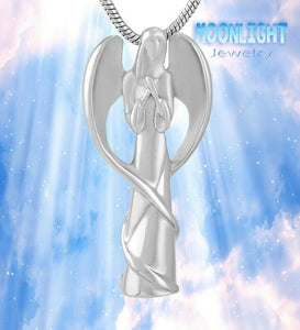 Angel of Peace Silver Cremation Urn Keepsake Ashes Memorial Necklace