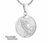 Praying Hands Urn Cremation Pendant Ash Holder Memorial Necklace