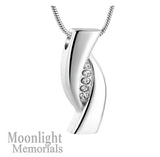 Elegant Crystal Stainless Steel Urn Cremation Necklace