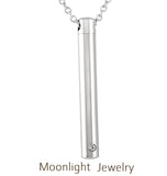 Cylinder Crystal Silver Cremation Urn Keepsake Ashes Memorial Necklace