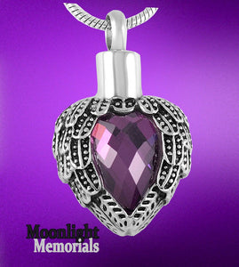 Birthstones Crystal Locket Cremation Urn Ashes Holder Memorial Necklace