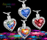 Flower Patch Heart Urn Cremation Necklace