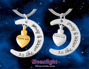 I love you to the moon and back Urn Cremation Necklace