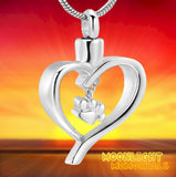 Heart Pet Paw Charm Urn Cremation Necklace