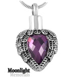 Birthstones Crystal Locket Cremation Urn Ashes Holder Memorial Necklace