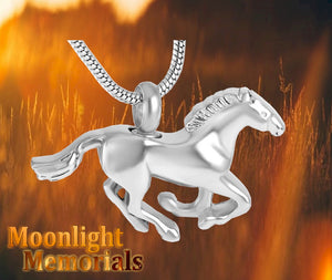 Horse Running Run Urn Cremation Necklace