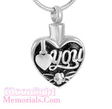 I Love You Heart Enamel Heart Urn Cremation Necklace