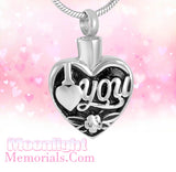 I Love You Heart Enamel Heart Urn Cremation Necklace