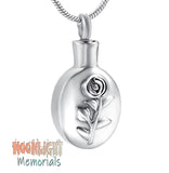 Flower Inlay Rose Embossed Urn Cremation Necklace