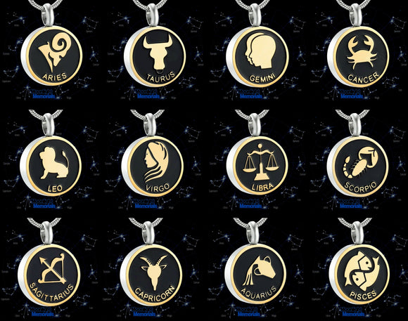 Horoscope Constellations Cremation Urn Ashes Holder Memorial Necklace