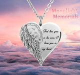 Angel Heart God has you in his Arms Urn Ashes Cremation Memorial Necklace