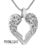 New Angel Wings Heart Crystal Cremation Urn Keepsake Ashes Memorial Necklace