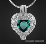 Birthstones Crystal Locket Cremation Urn Ashes Holder Memorial Necklace