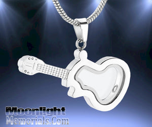 Guitar Glass Music Urn Cremation Necklace