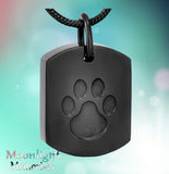 Dog Tag With Paw Print  Urn Cremation Pendant Ash Holder Memorial Necklace