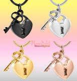 Heart Lock and Key Urn Cremation Necklace