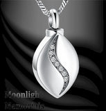 Elegant Inlay Crystal Stainless Steel Urn Cremation Necklace