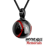 Baseball Black Red Cremation Urn Necklace