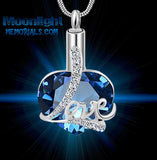 Love Heart Crystal Urn Cremation Pendant Ash Holder Memorial Necklace