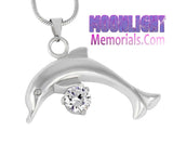 Dolphin Crystal Cremation Urn Keepsake Ashes Memorial Necklace