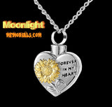 Sunflower Forever in my Heart Urn Cremation Pendant Ashes Holder Memorial Necklace