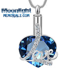 Love Heart Crystal Urn Cremation Pendant Ash Holder Memorial Necklace